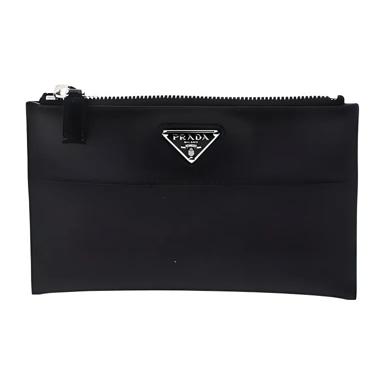 PRADA Cow Leather Toiletry Bag Men's Black-0