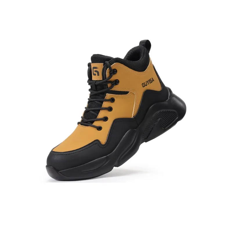 Blue Gull Shield Anti Slip And Wear Resistant Lightweight High Top Outdoor Shoes Men's Yellow Black-2
