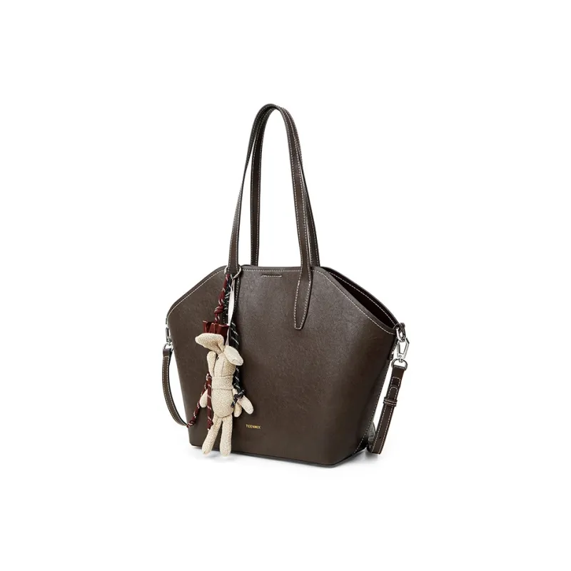Teenmix Cow Leather Shoulder Bag, Dome Bag, Tote Bag Regular Women's Brown/Coffee/Black-8
