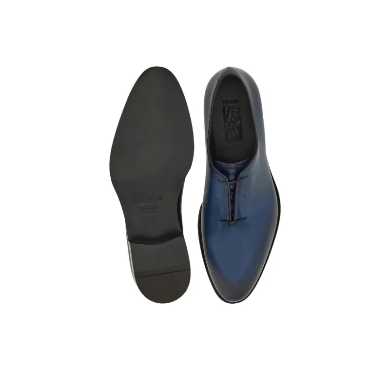 FERRAGAMO Tramezza Dress Shoes Men's Blue Black-4