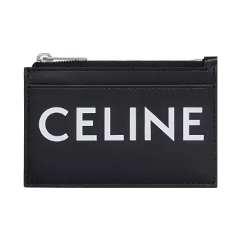 CELINE Leather Coin Purse, Card Holder Unisex Black