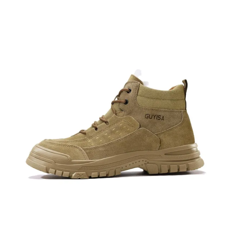 Blue Gull Shield Wear Resistant Impact Resistant Slip Resistant High Top Outdoor Shoes Unisex Brown-0