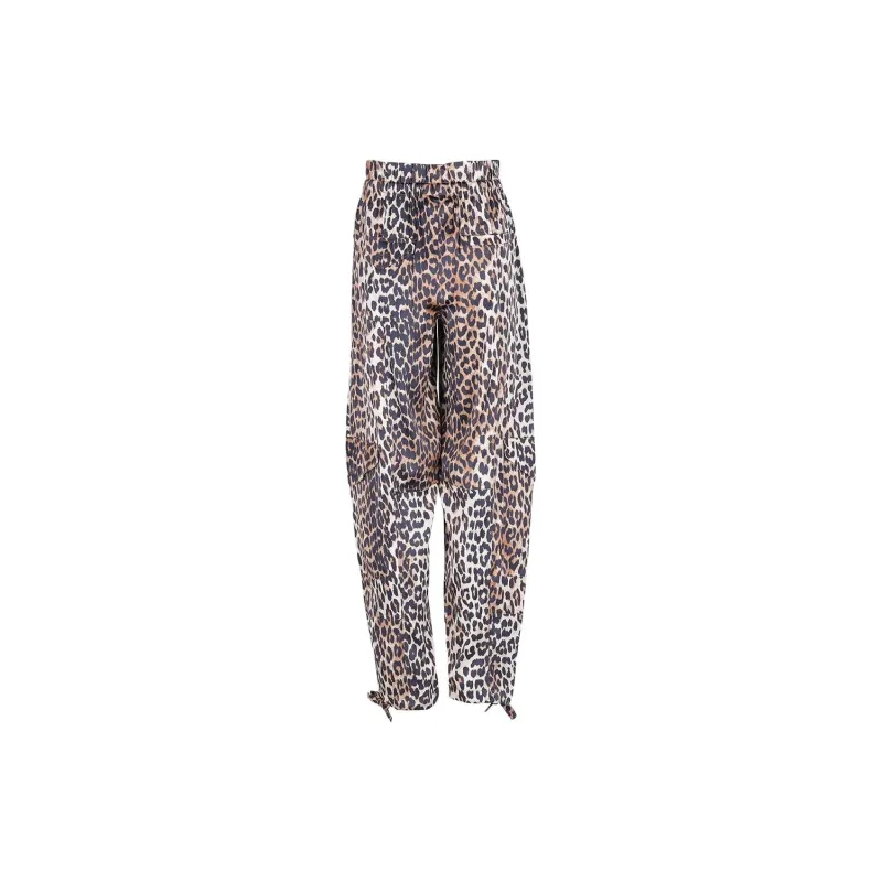 GANNI Leopard Printed Drawstring Trousers-1