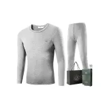 Men's Clothing Sets (Light Gray) Thickened and Fleece-Lined/Classic Round Neck/Shopping Bag Included
