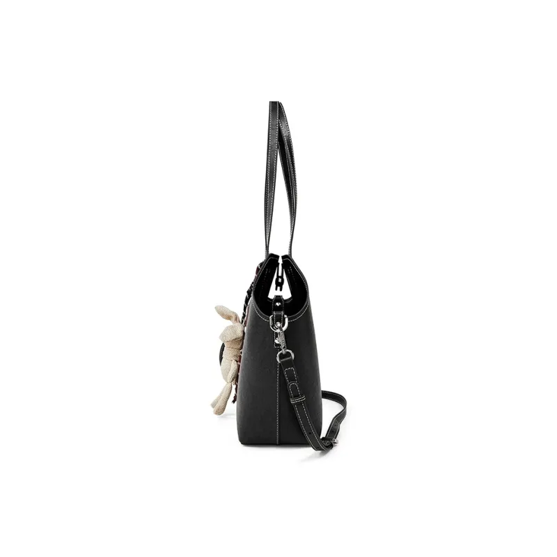 Teenmix Cow Leather Shoulder Bag, Dome Bag, Tote Bag Regular Women's Brown/Coffee/Black-17