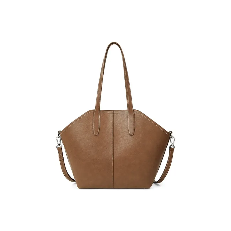 Teenmix Cow Leather Shoulder Bag, Dome Bag, Tote Bag Regular Women's Brown/Coffee/Black-4