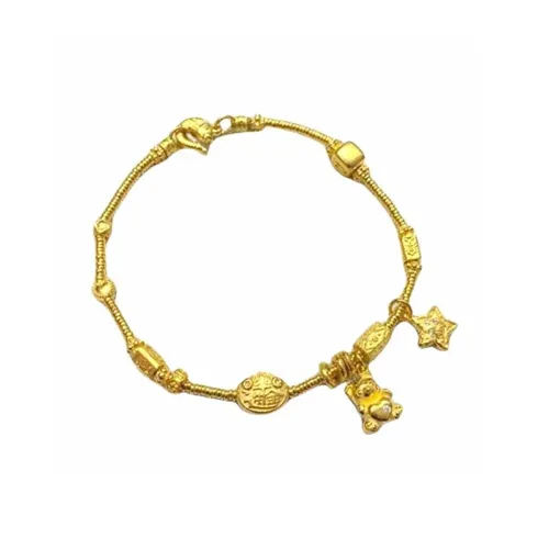 Ruinuo Gold Bear Five Pointed Star New Chinese Style Fashion Chain 999 Solid Gold Priced In Gram Bracelets Women's