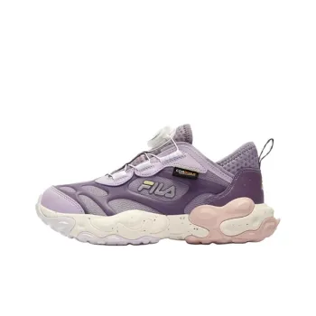 FILA KIDS BOA Anti Slip Wear Resistant Low Top Kids' Running Shoes Purple/White/Pink Teenagers