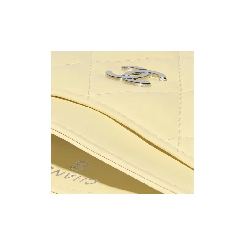 CHANEL Sheepskin Card Holder Women's Yellow-3