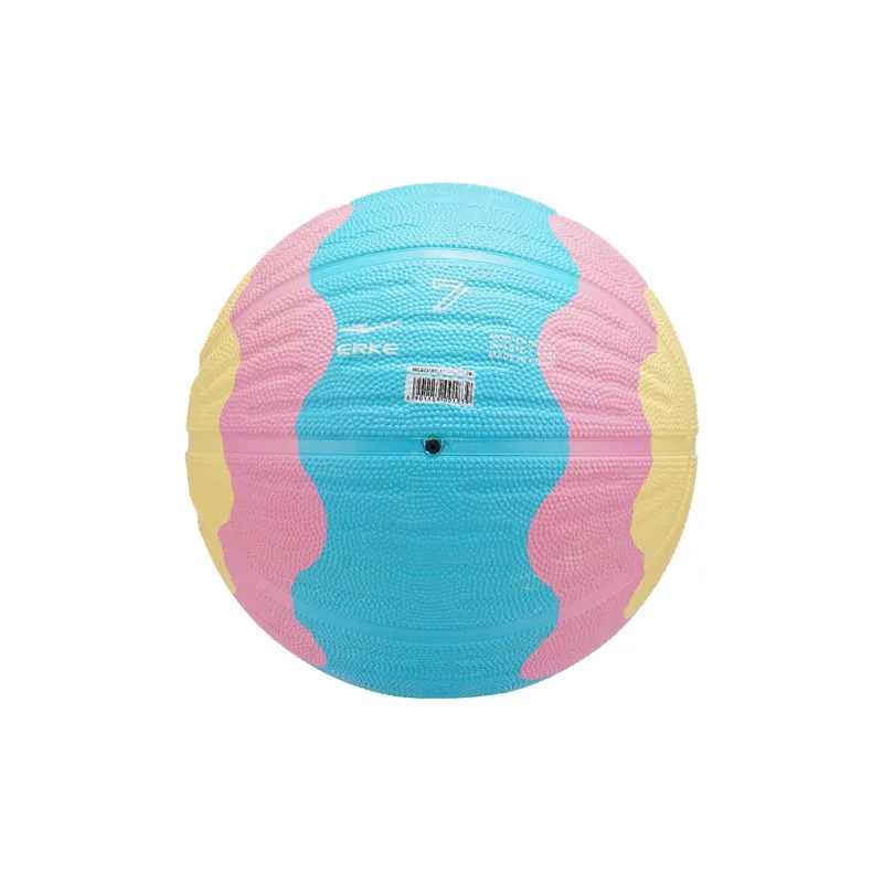 Erke Rubber Basketball Blue Pink Yellow Size 7 Ball Training Unisex-3