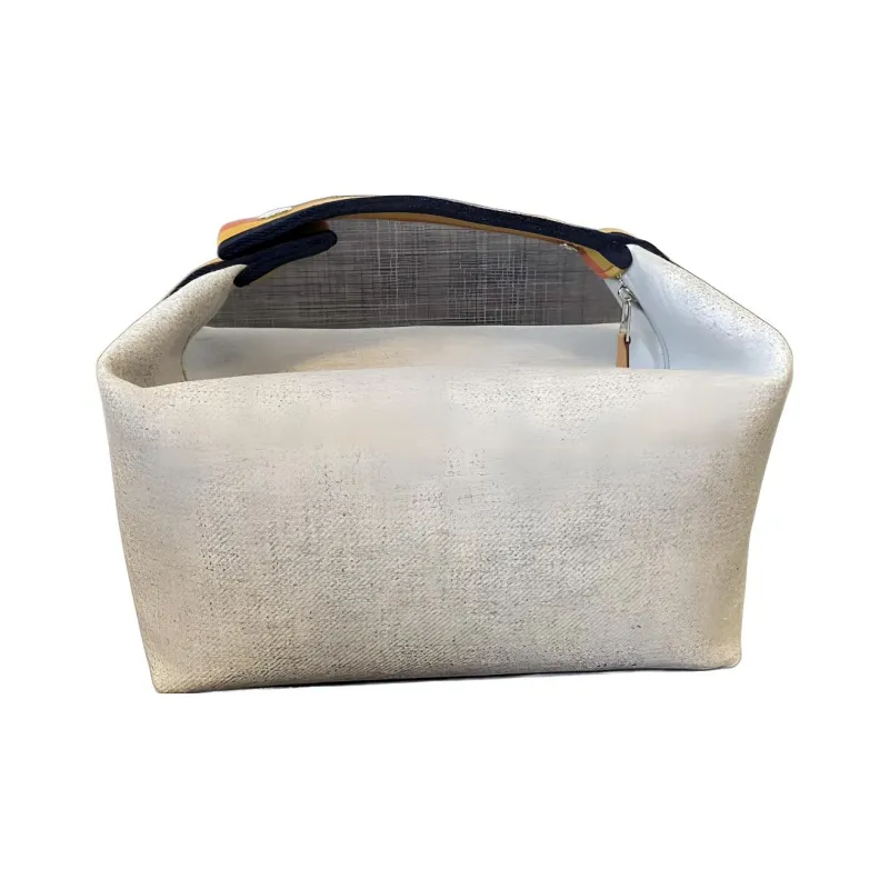 HERMES Bride a Brac Cotton Handbag Toiletry Bag Trumpets Unisex Gray-4