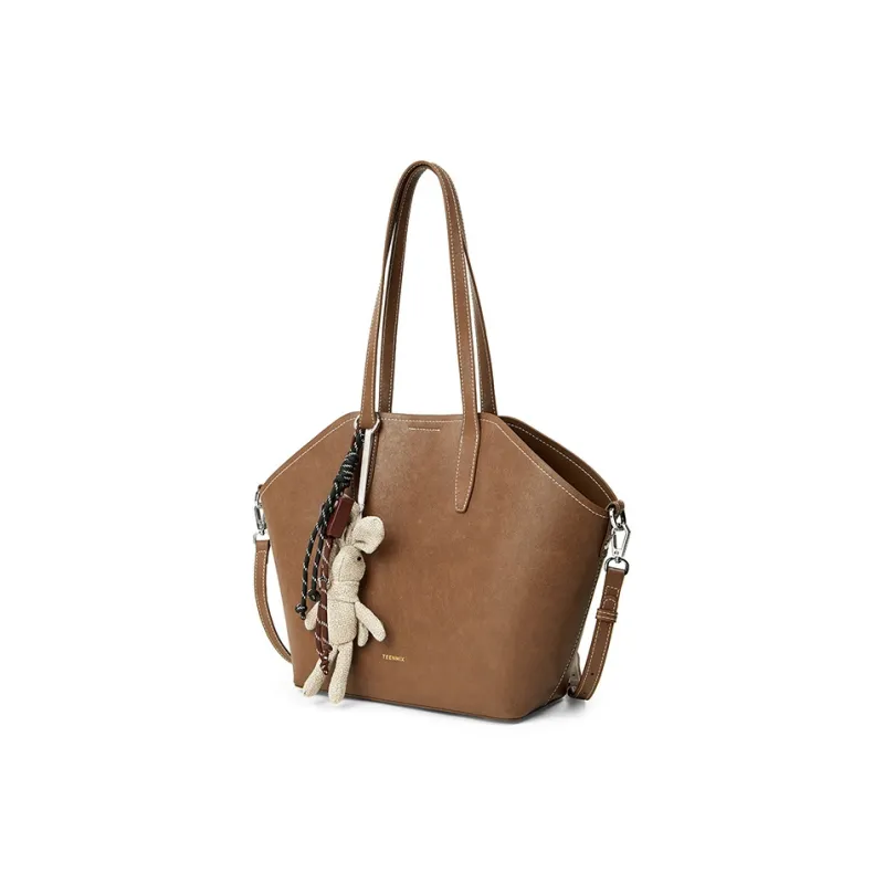 Teenmix Cow Leather Shoulder Bag, Dome Bag, Tote Bag Regular Women's Brown/Coffee/Black-2