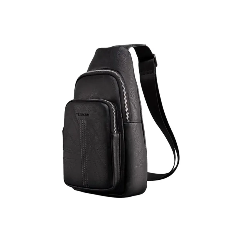 YEARCON Synthetic Leather One Shoulder Crossbody Sling Bags Medium Size Men's Black-1