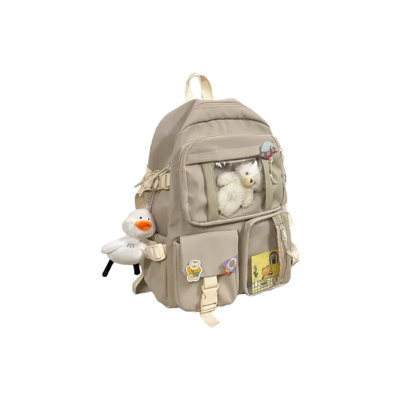 Tonlion Nylon Backpack Large Size Women's Beige/Green/Black-0