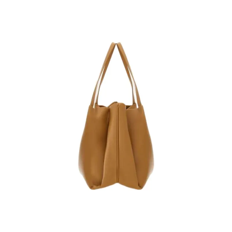 FERRAGAMO GANCINI Cow Leather Tote Bag Shopping Bag Shoulder Bag Handbag Medium Size Women's Camel-1
