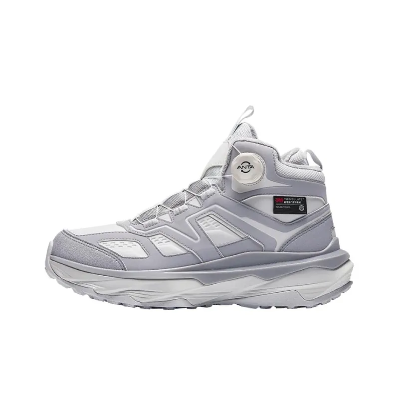 Anta Leap 2nd Generation Balance Warm Height Increasing High Top Casual Shoes Men's Gray-0