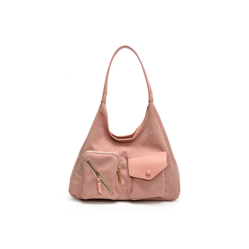 LOUIS ROYALN Suede Shoulder Bag Regular Women's Black/Green/Pink/Coffee-5