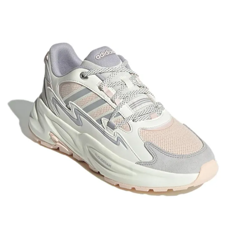 Adidas Ozwave Anti Slip Wear Resistant Low Top Chunky Sneakers Unisex White Beige-2