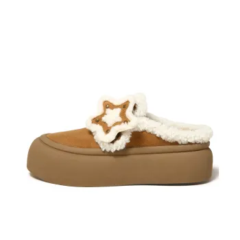 TTKJ Rubber Sole Slip Resistant Closed Toe Slippers Women's Cookie Brown