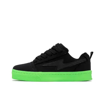 Little Red Man Cushioning Breathable Low Top Skateboard Shoes Unisex Neon Green Black