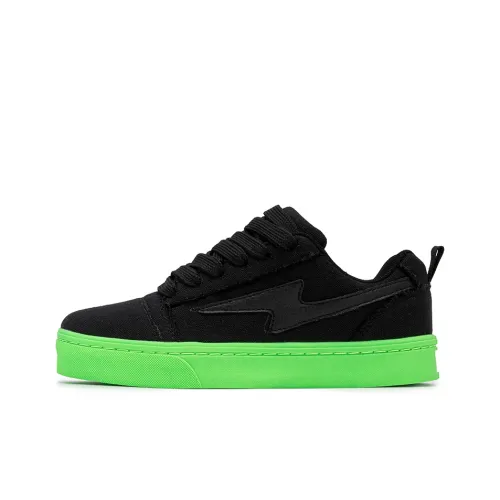 Little Red Man Cushioning Breathable Low Top Skateboard Shoes Unisex Neon Green Black