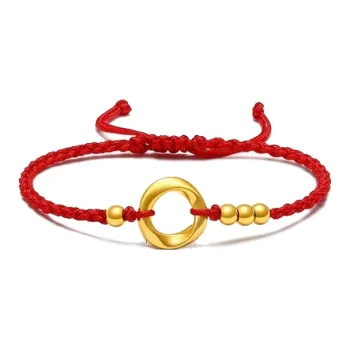 MINGTAIZHUBAO Mobius Lucky Bead Niche Luxe Design Everyday Versatile Solid Gold Fixed Price Gold Bracelet Unisex