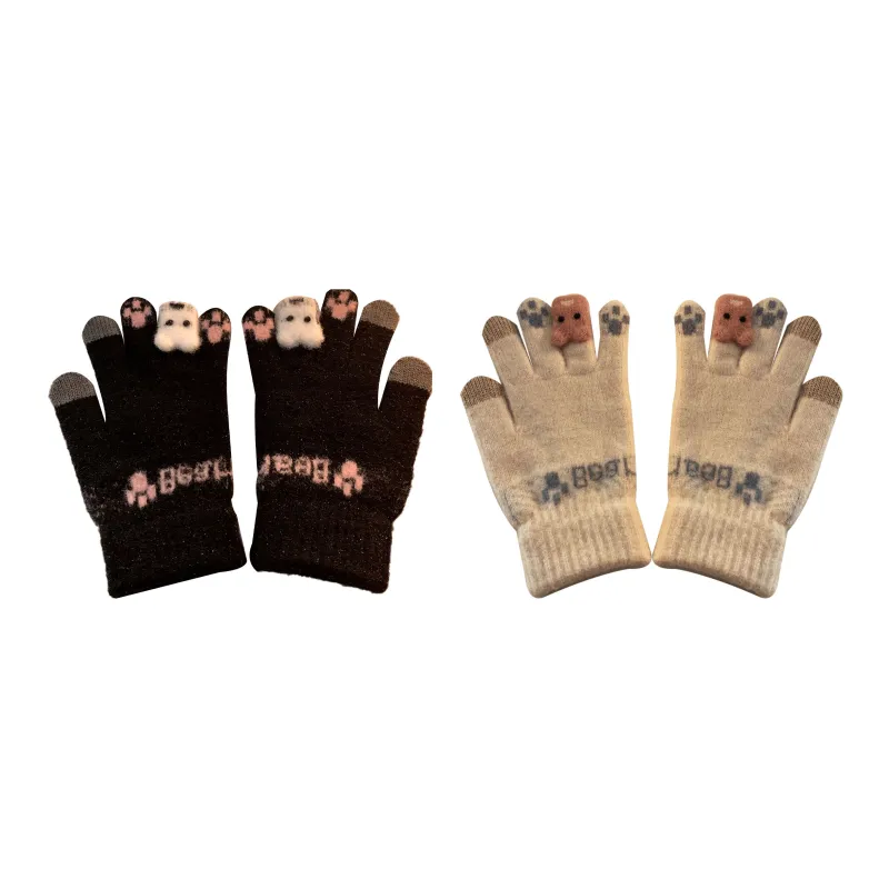 IOTS Fleece Thickened Cycling, Windproof, Casual And Versatile Cooling Gloves Women's-7