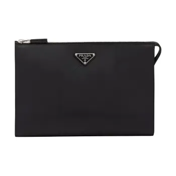 PRADA Saffiano Leather Clutch Men's Black