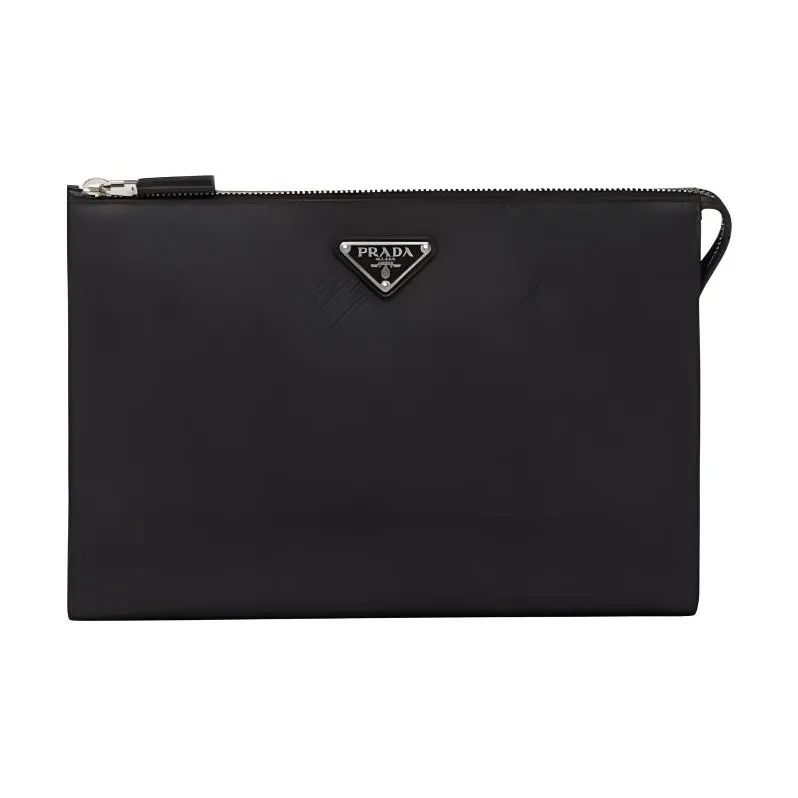 PRADA Saffiano Leather Clutch Men's Black-0