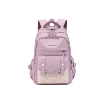 Deli Bear Nylon Fabric Backpack Regular Women's Black/Purple/Green/Pink