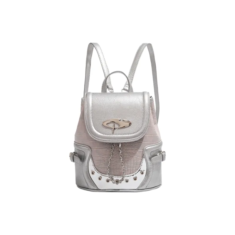 NOMK PU Handbag Backpack Regular Women's Dusty Pink/Classic Black-19