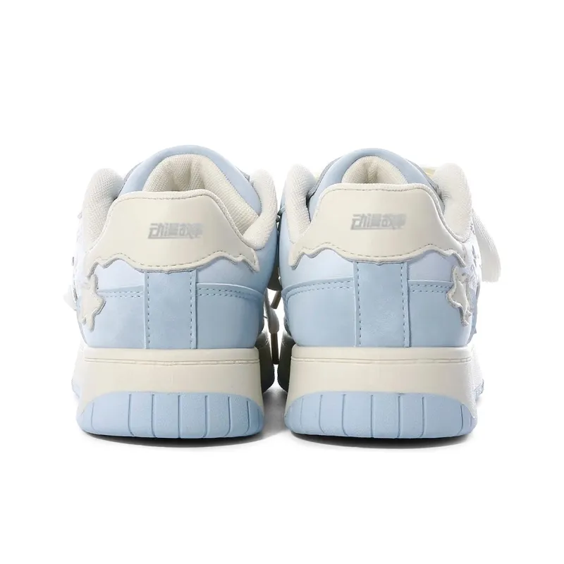 Anime Story Anti Slip Wear Resistant Lightweight Breathable Low Top Skateboard Shoes Women's Cream Blue Box Included-15