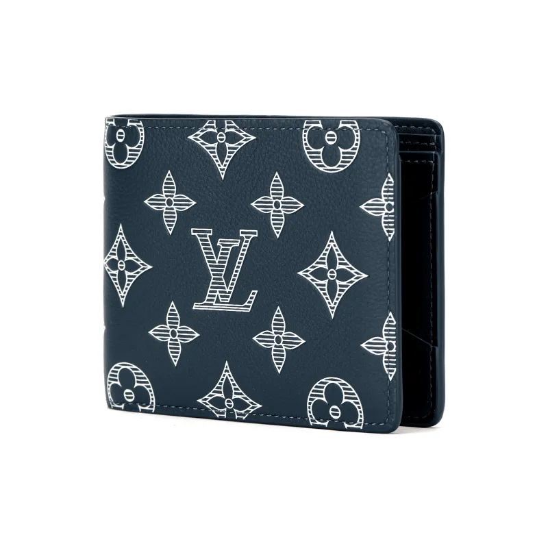 LOUIS VUITTON Multiple Wallet Monogram Shadow Ink Blue/White-2
