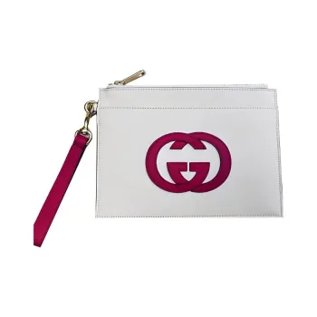 GUCCI GG Leather Document Bag Clutches Small Size Women's Ecru