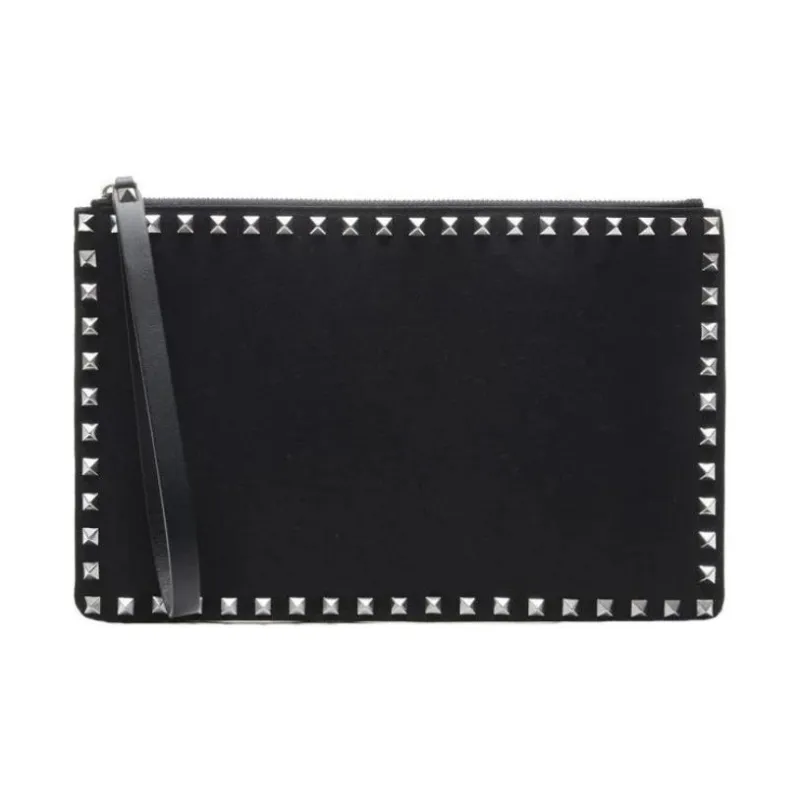 Valentino Calfskin Clutch Regular Men's Black-0