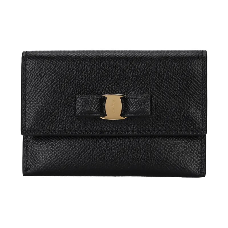 FERRAGAMO Leather Wallet Women's Black-1