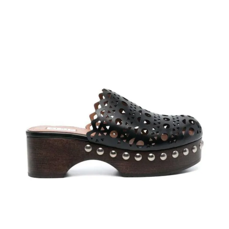 Alaia Rubber Sole Closed Toe Slippers Women's Black-1