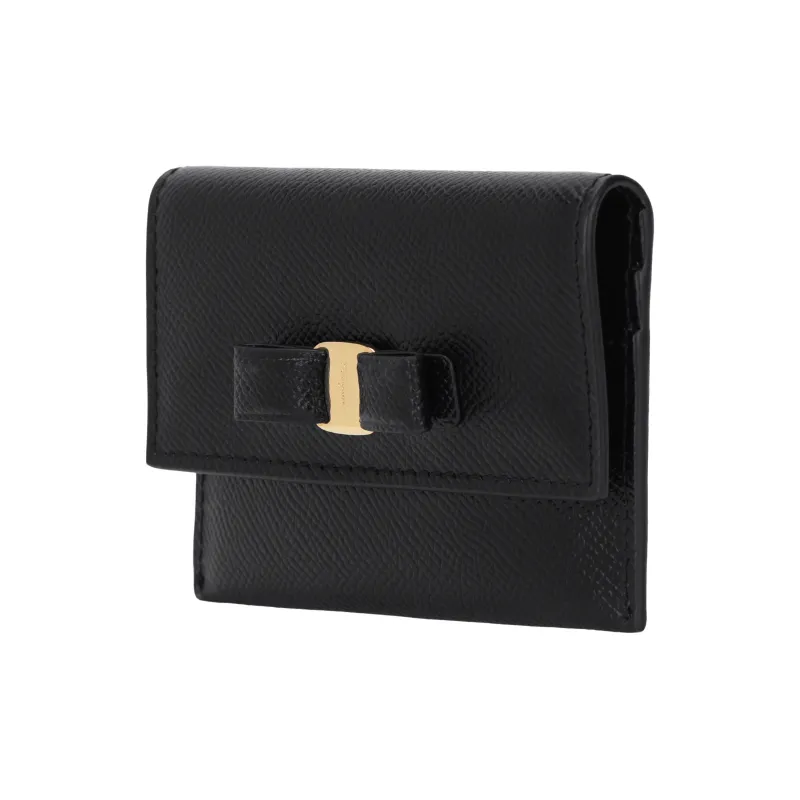 FERRAGAMO Leather Wallet Women's Black-3