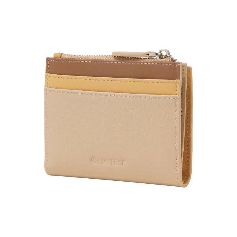 TOUTOU Maltese Collaboration Cow Leather Wallet Regular Women's Strawberry Pink/Milk Tea Apricot-3
