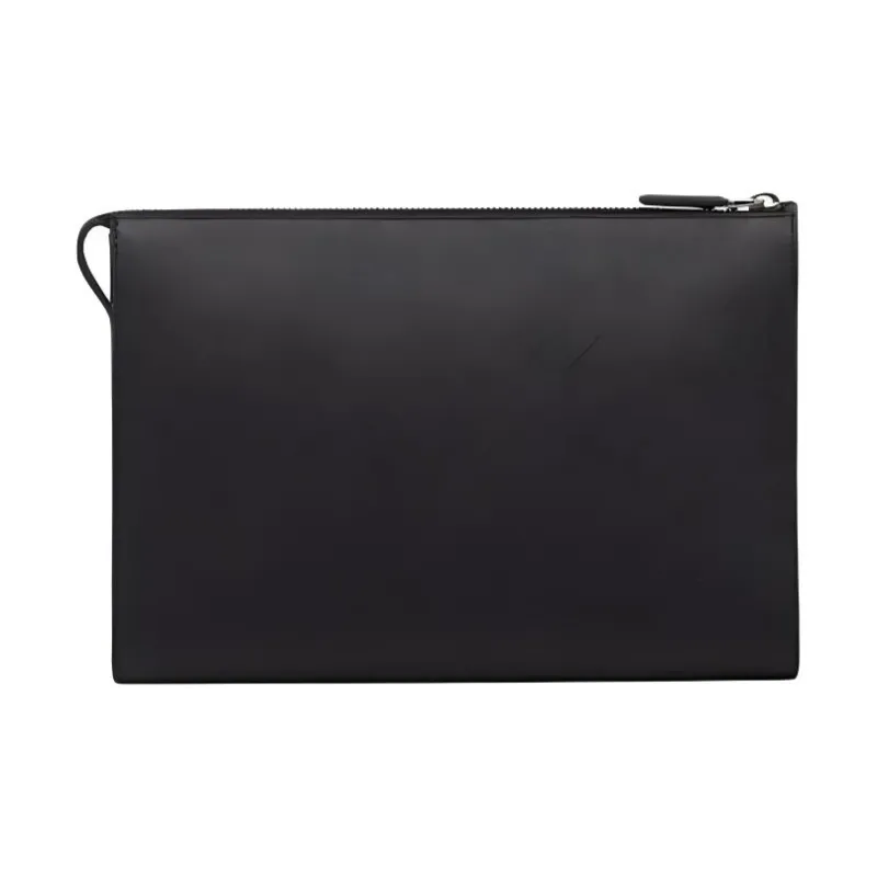 PRADA Saffiano Leather Clutch Men's Black-3