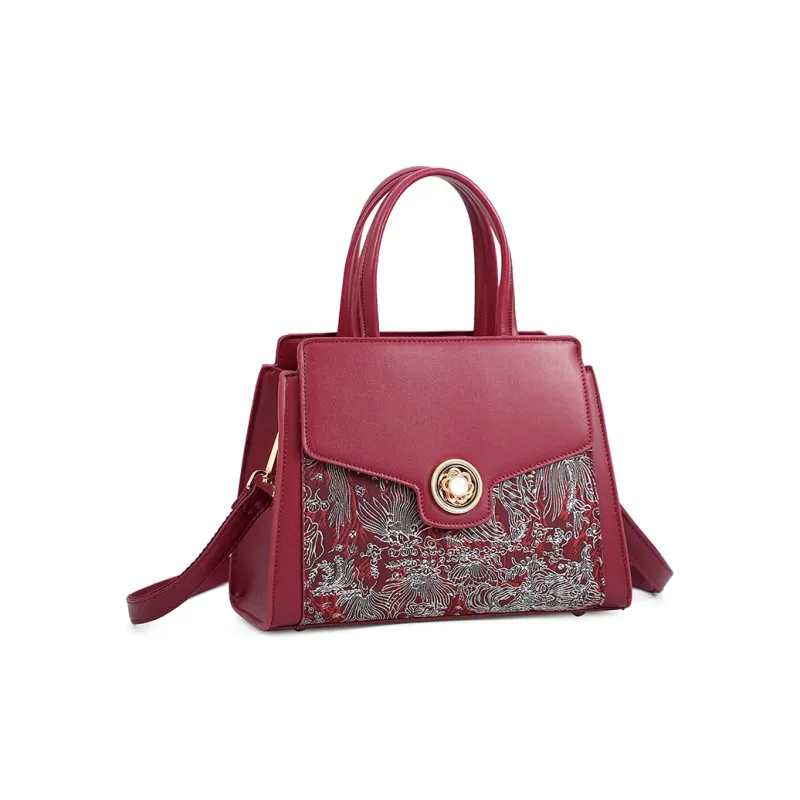 Vigno Synthetic Leather Handbag One Shoulder Crossbody Regular Women's Burgundy-1