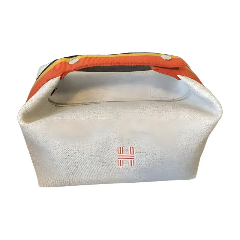 HERMES Bride a Brac Cotton Handbag Toiletry Bag Trumpets Unisex Gray-2