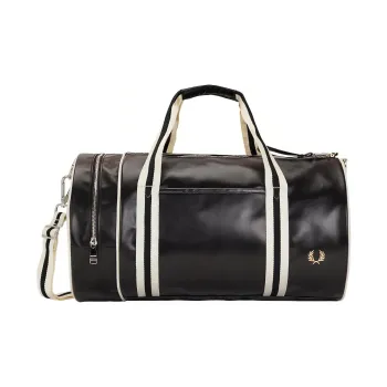 FRED PERRY Recycled Material Handbag, Shoulder Bag, Crossbody Bag, Travel Bag Men's Black & Natural