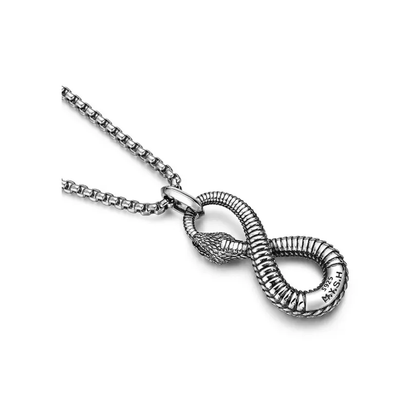 MYSH 925 Sterling Silver Necklaces Men's Black-8
