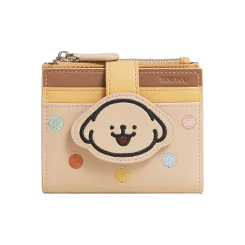TOUTOU Maltese Collaboration Cow Leather Wallet Regular Women's Strawberry Pink/Milk Tea Apricot