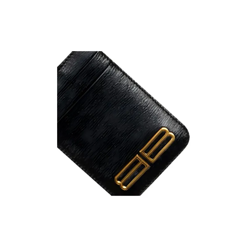 Balenciaga Gossip Cow Leather Card Holder Women's Black-3