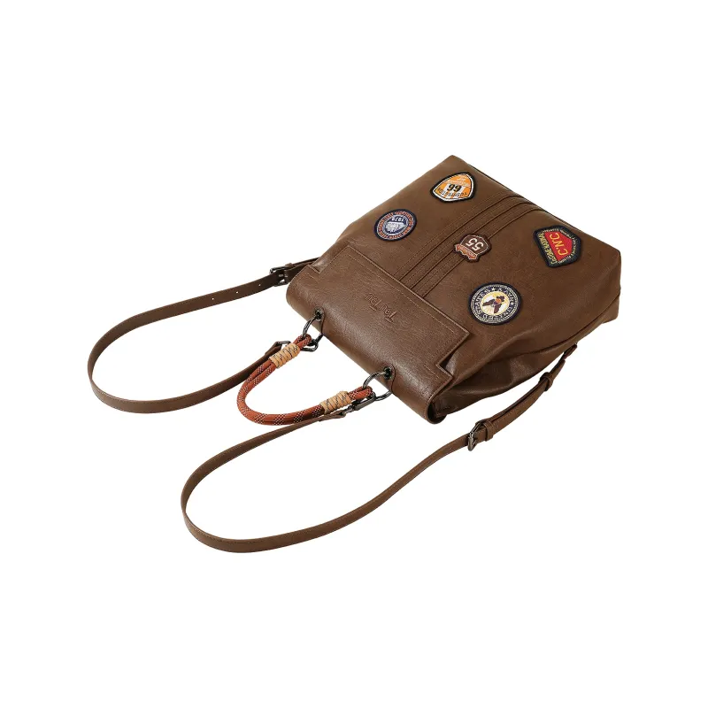 TOUTOU PU Backpack Handbag Tubas Women's American Chestnut Brown-4