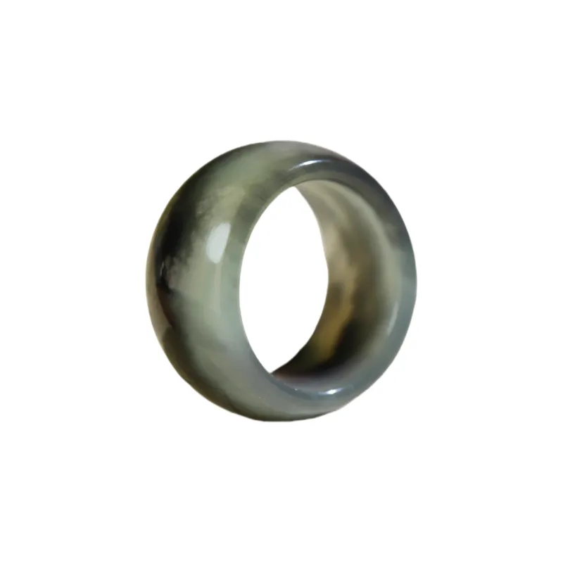 Jade Charm Yao Hetian Jade Rings Blue And White Women's-0