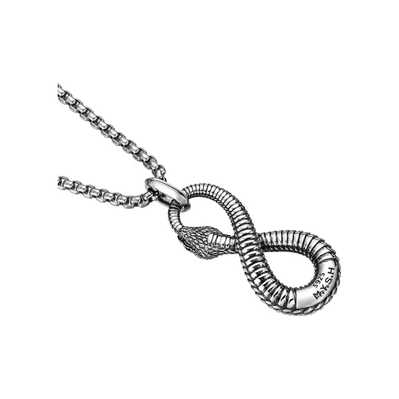 MYSH 925 Sterling Silver Necklaces Men's Black-2