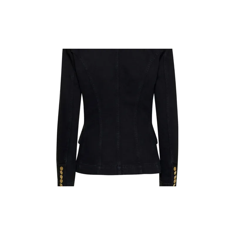 BALMAIN Button Embellished Denim Jacket 'Black'-3